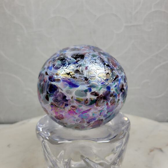 VTG Metallic Enamel Handblown Art Glass Ornament Friendship Ball Holiday Decor - Picture 10 of 13